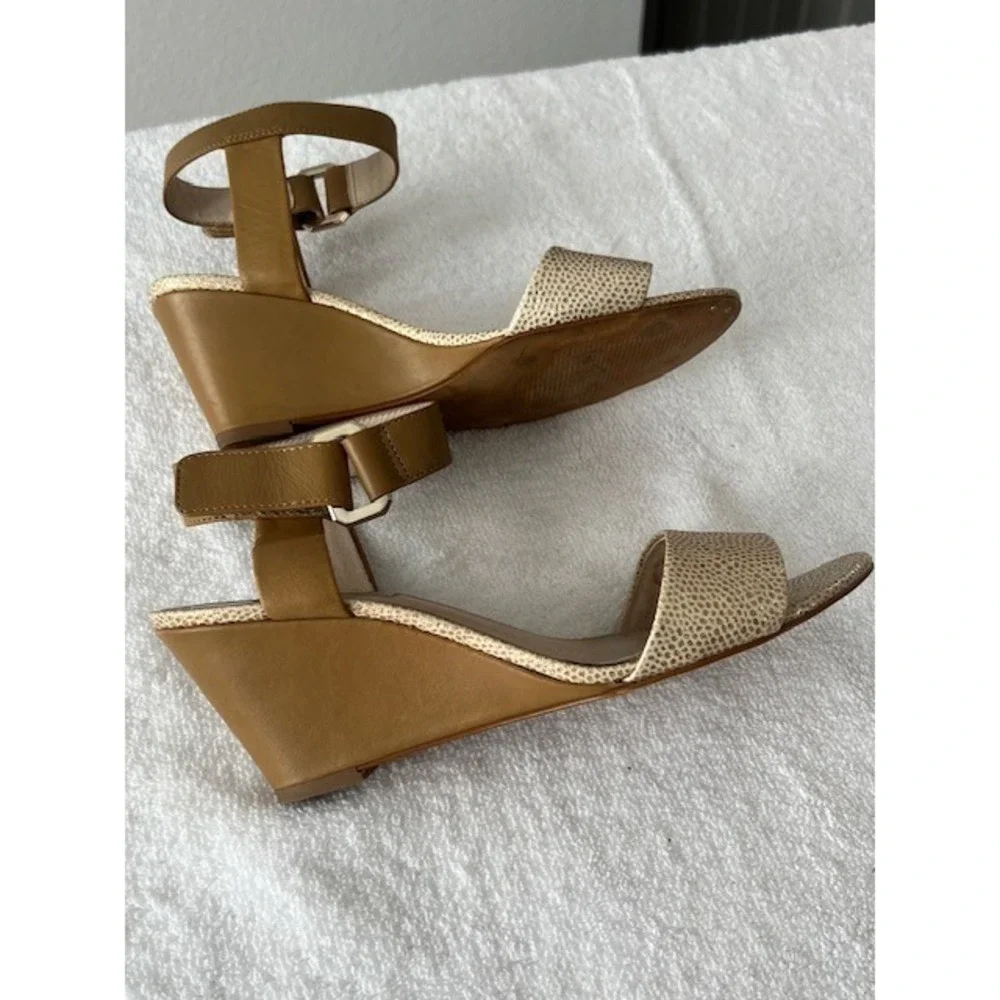 Louise Et Cie Rose Gold & Beige Wedge Sandals | Women's 7.5 M | ‎ Good Condition